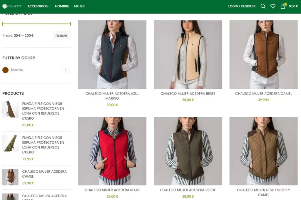 ropa de caza mujer elegante